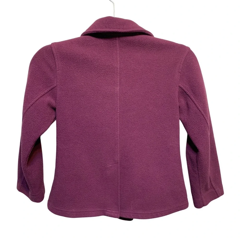 Lands End‎ Fleece Girls Pea Coat Jacket 6X-7 Purple Preppy School Casual Classic